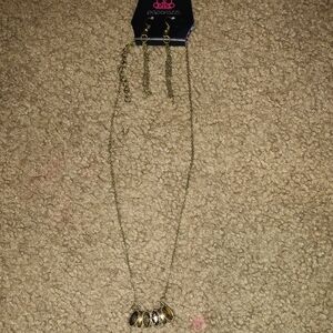 Paparazzi Gold Necklace with Charms And Matching Earrings